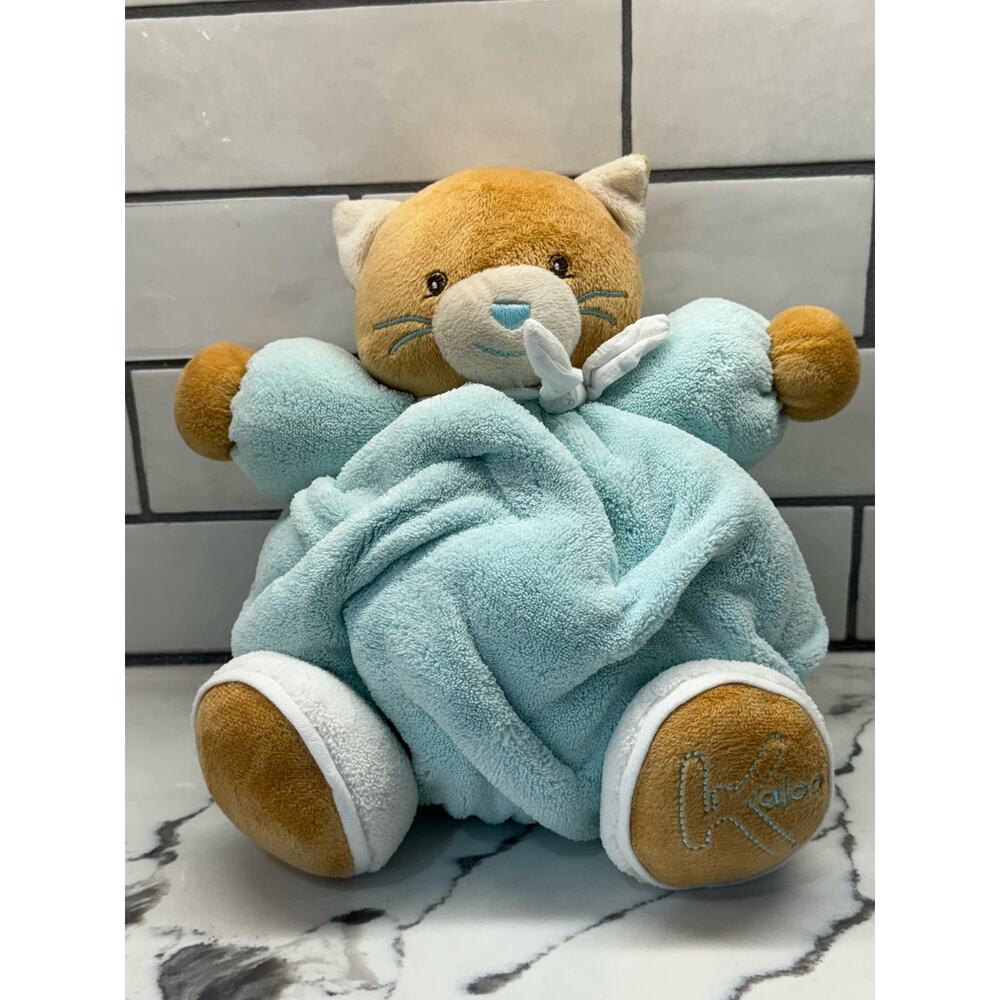 Kaloo Chubby Aqua Blue Baby Plush Cat Kitten 10"